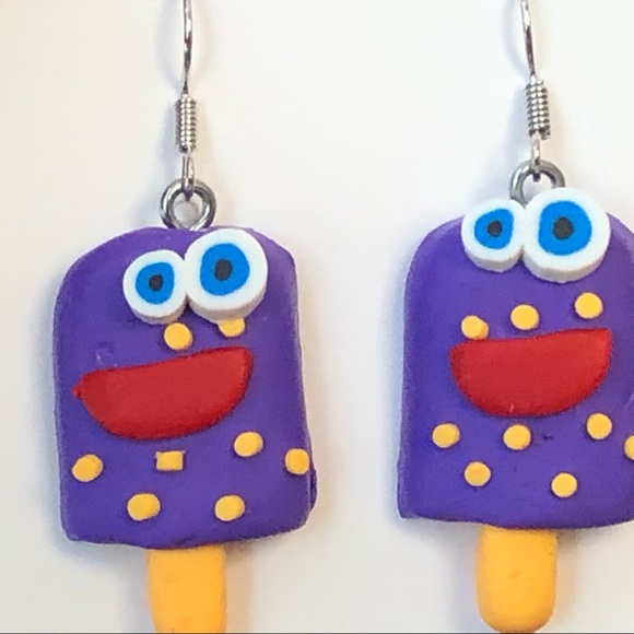 New Popsicle Clay Polymer Fun Food Novelty Earrings Purple Party Gifts Unique - Picture 3 of 4